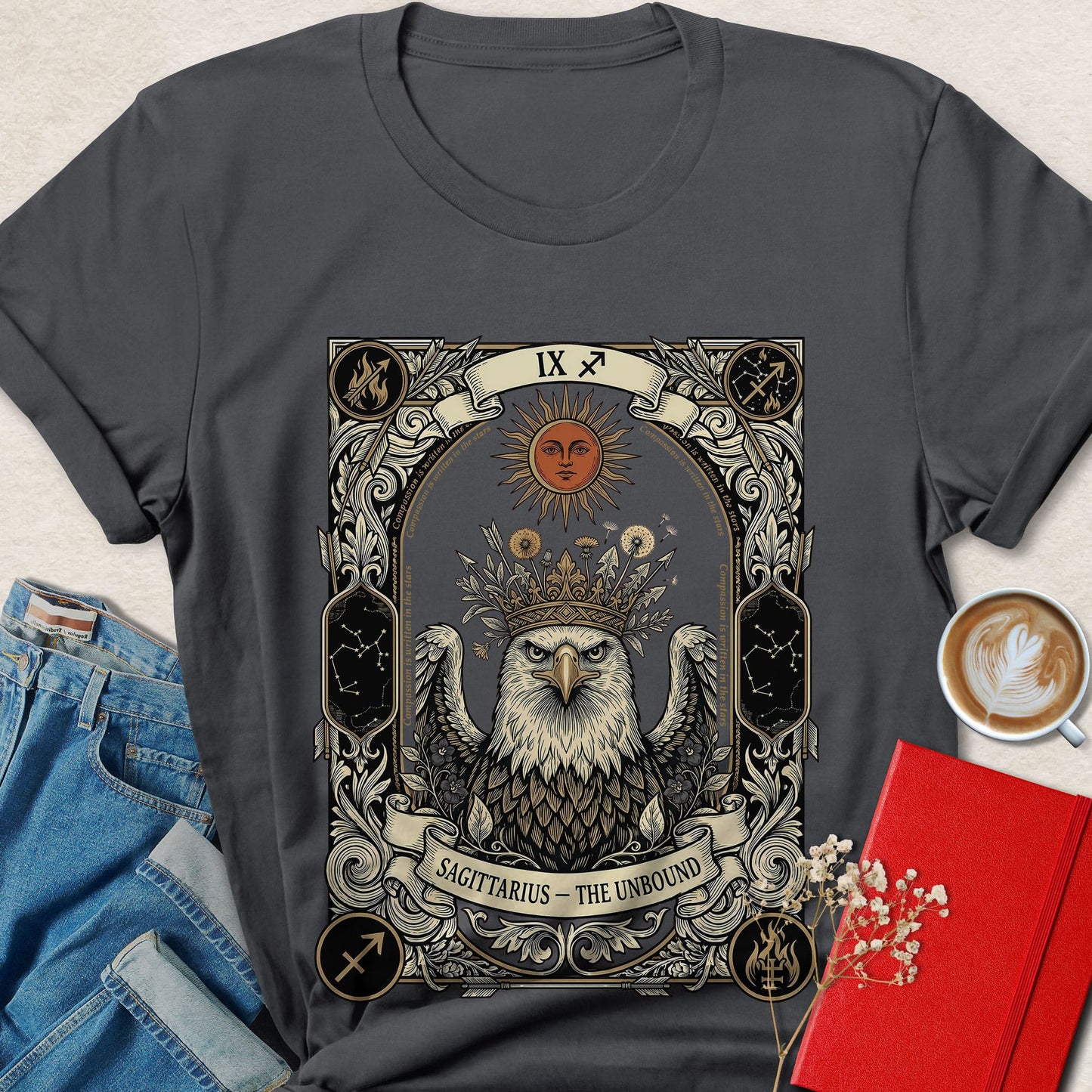 Sagittarius Tarot Vegan Shirt Zodiac Astrology Plant Based Tee