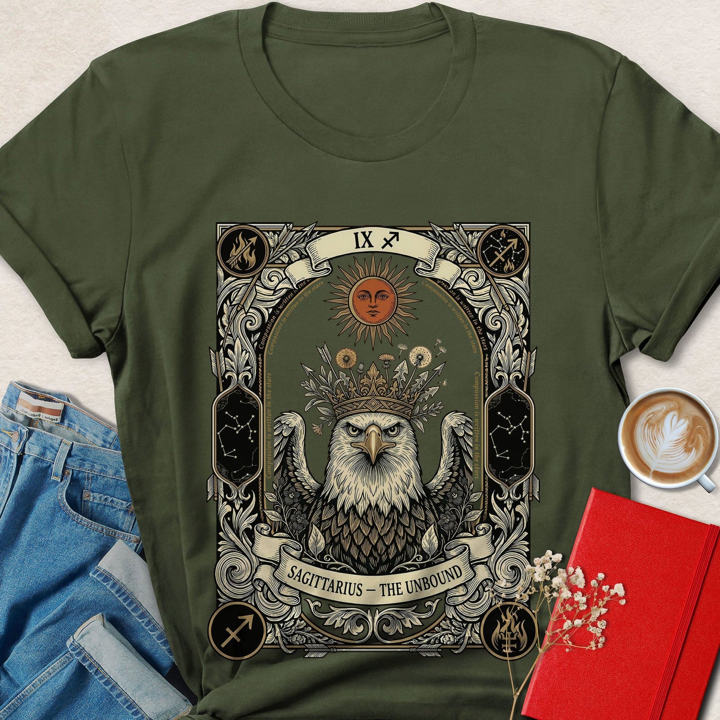 Sagittarius Tarot Vegan Shirt Zodiac Astrology Plant Based Tee