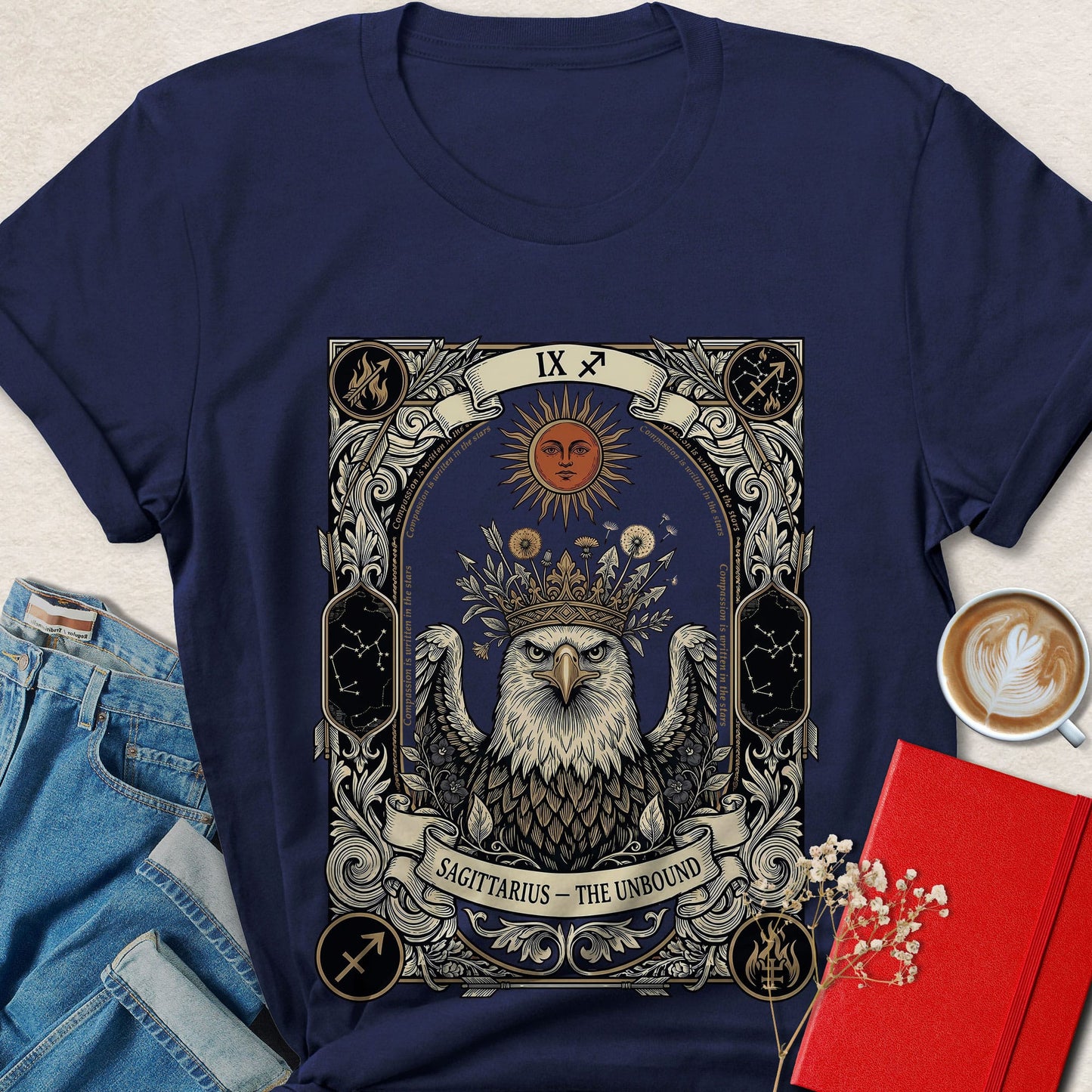 Sagittarius Tarot Vegan Shirt Zodiac Astrology Plant Based Tee