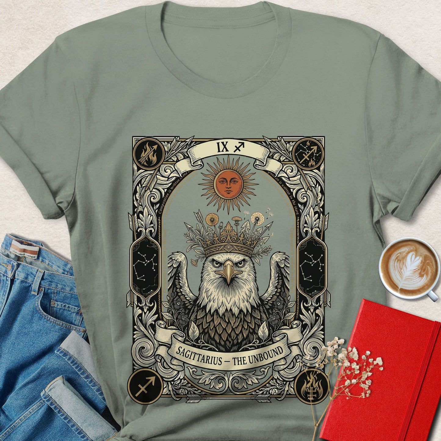 Sagittarius Tarot Vegan Shirt Zodiac Astrology Plant Based Tee