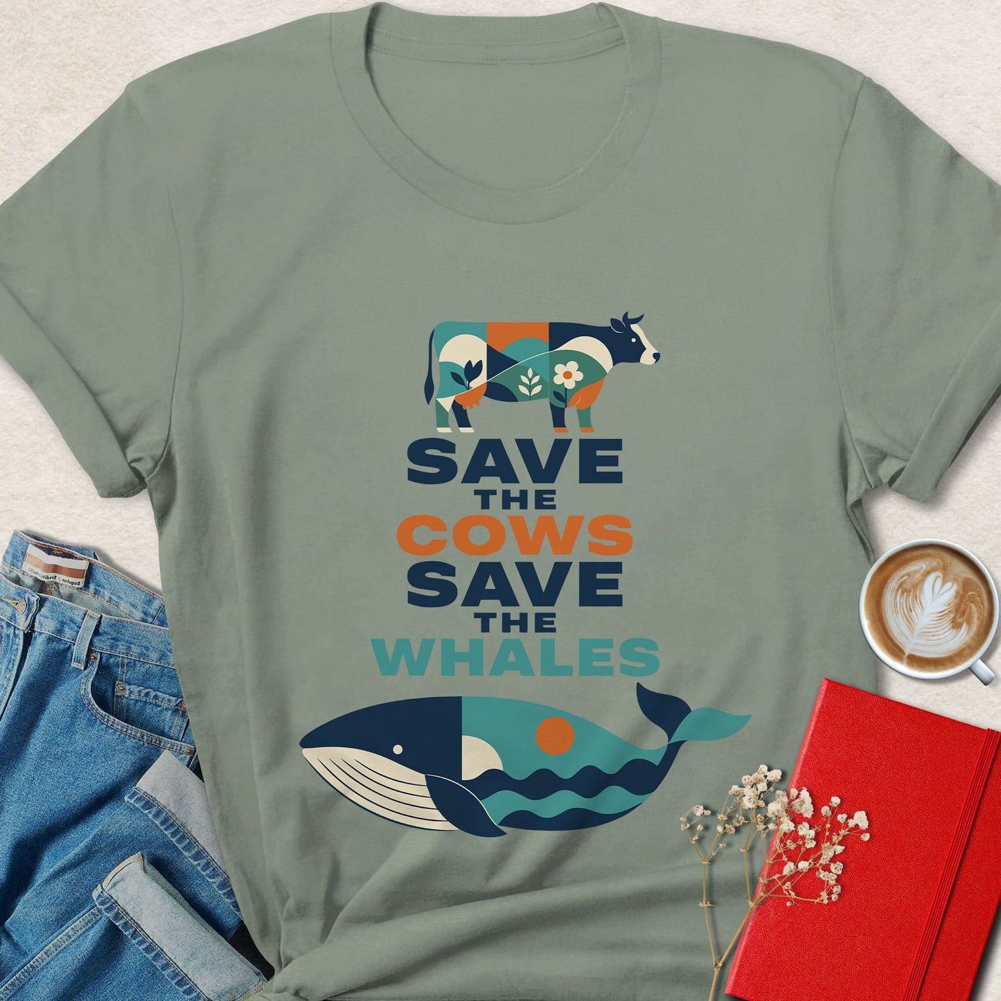 Save the Cows Save the Whales Vegan T-Shirt