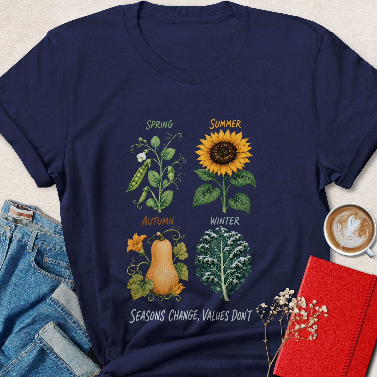 Seasons Change Values Don’t T-shirt | Vegan Nature Tee