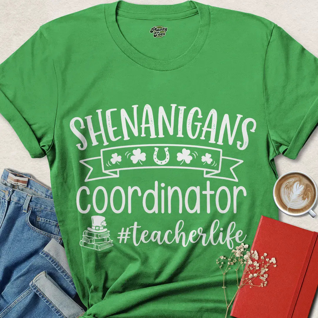 Funny Teacher St. Patrick’s Day Shirt | Shenanigans Coordinator #TeacherLife Tee – Shop Now