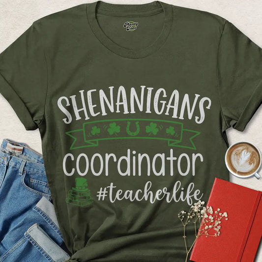 Funny Teacher St. Patrick’s Day Shirt | Shenanigans Coordinator #TeacherLife Tee – Shop Now