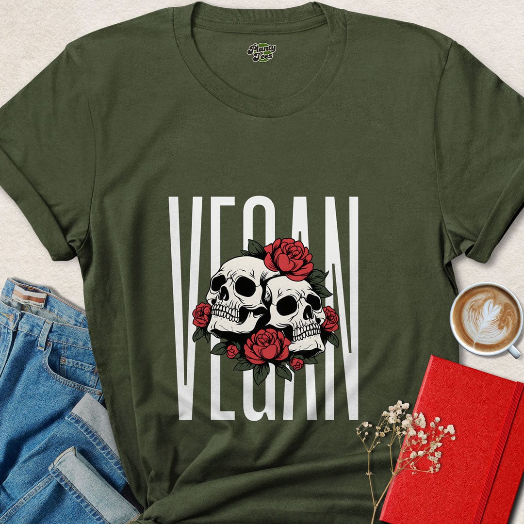 Vegan Skulls & Roses T-Shirt