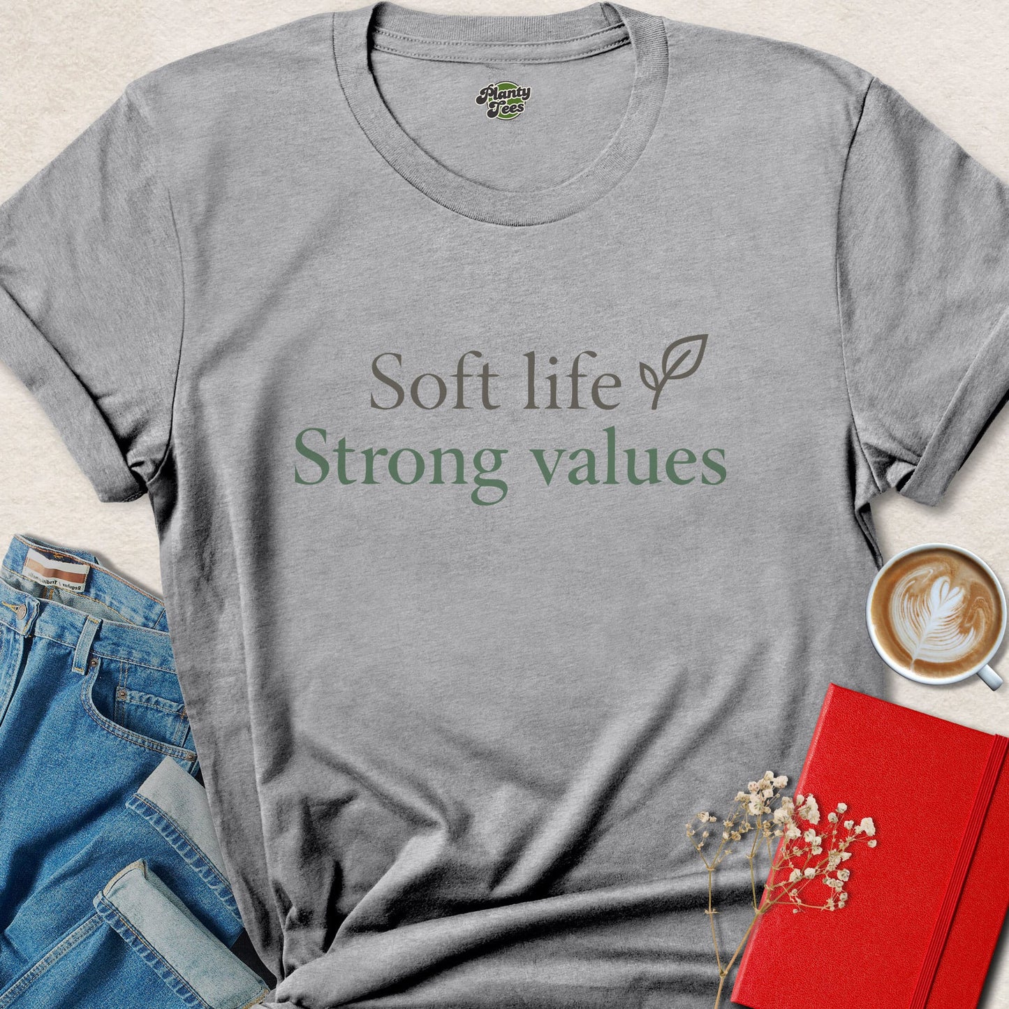 Soft Life Strong Values Shirt Vegan Lifestyle Minimal Design