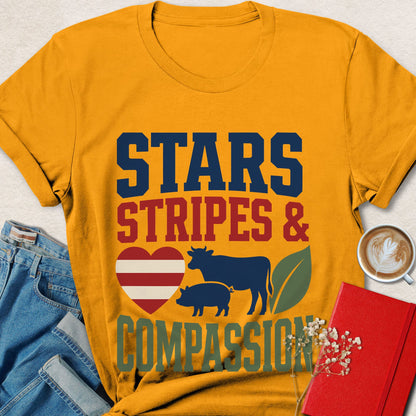 Stars Stripes and Compassion Vegan T-Shirt