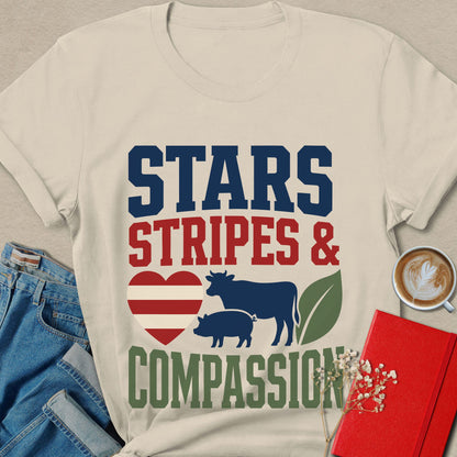 Stars Stripes and Compassion Vegan T-Shirt