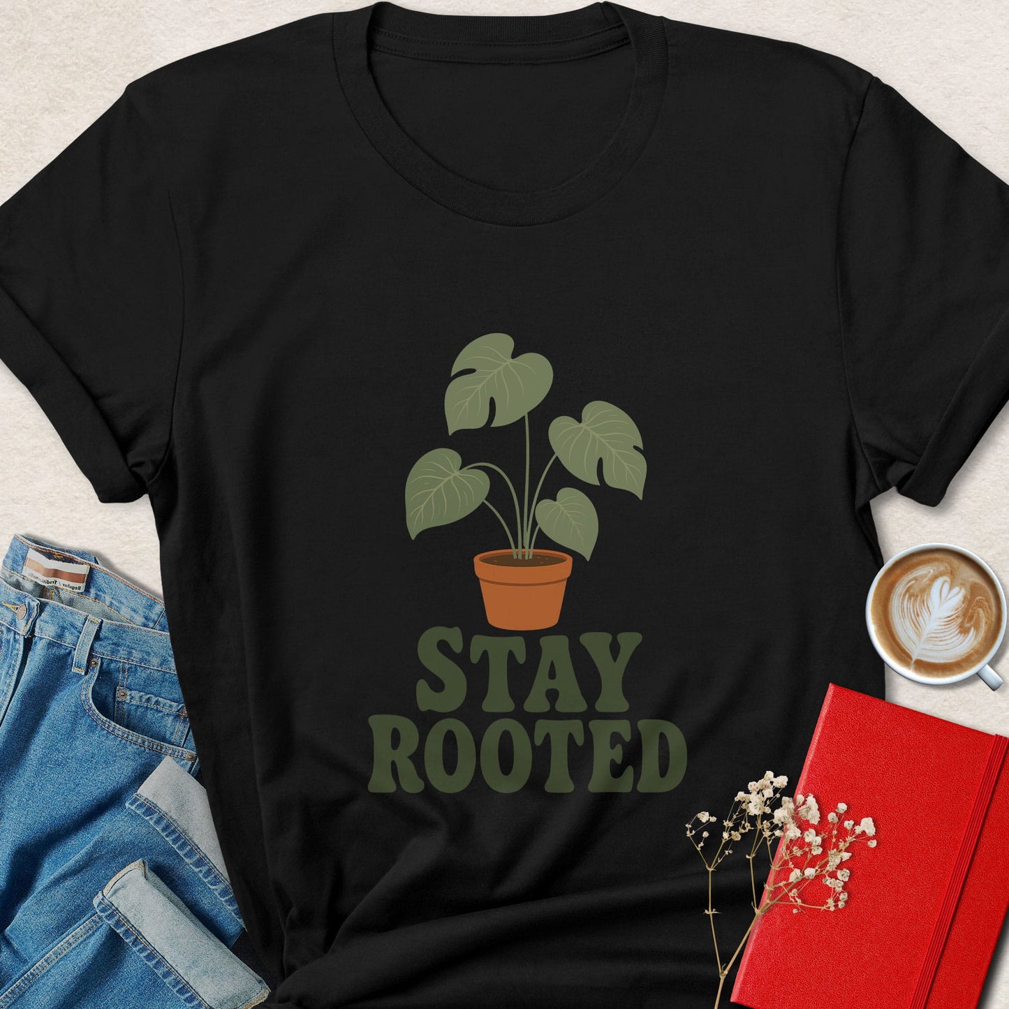 Stay Rooted T-shirt | Minimalist Plant Lover Vegan Tee