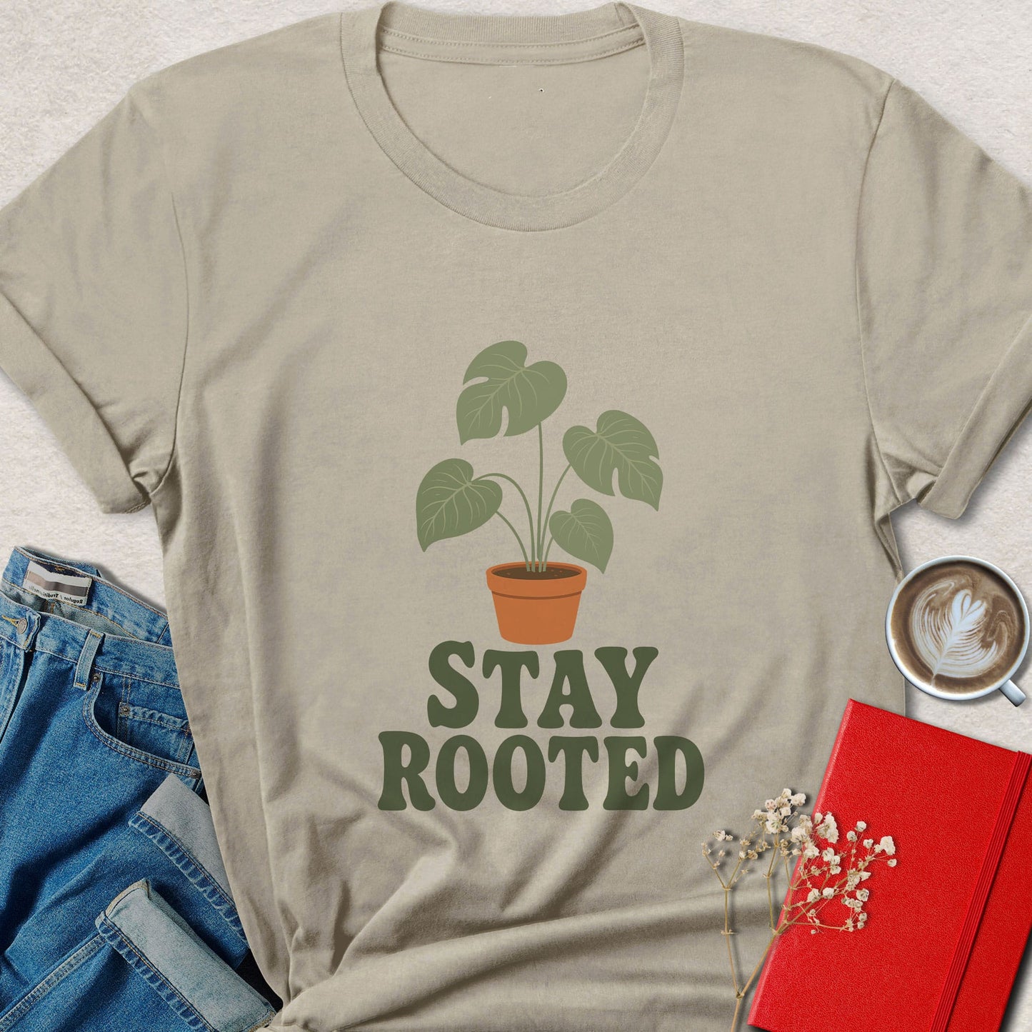 Stay Rooted T-shirt | Minimalist Plant Lover Vegan Tee