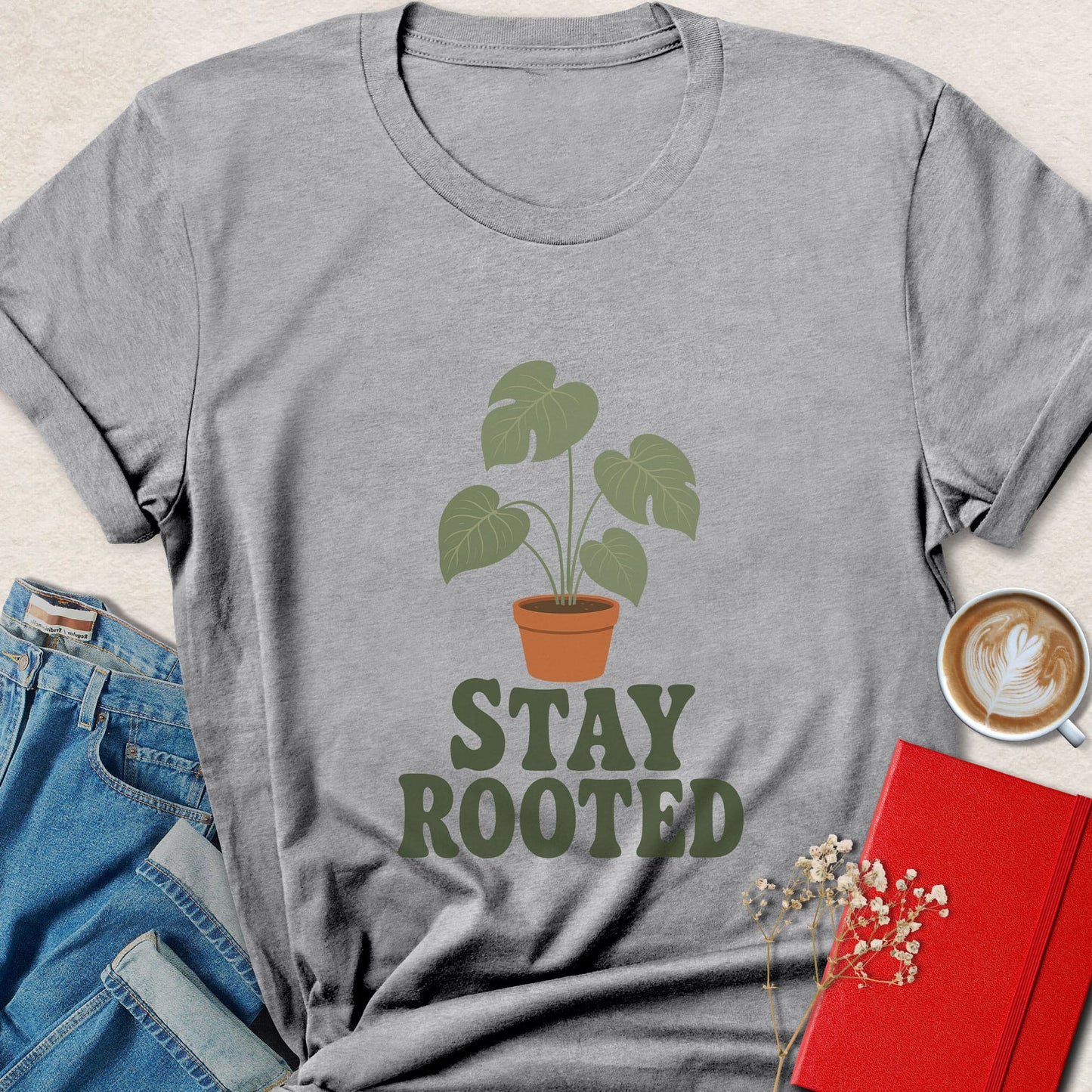 Stay Rooted T-shirt | Minimalist Plant Lover Vegan Tee