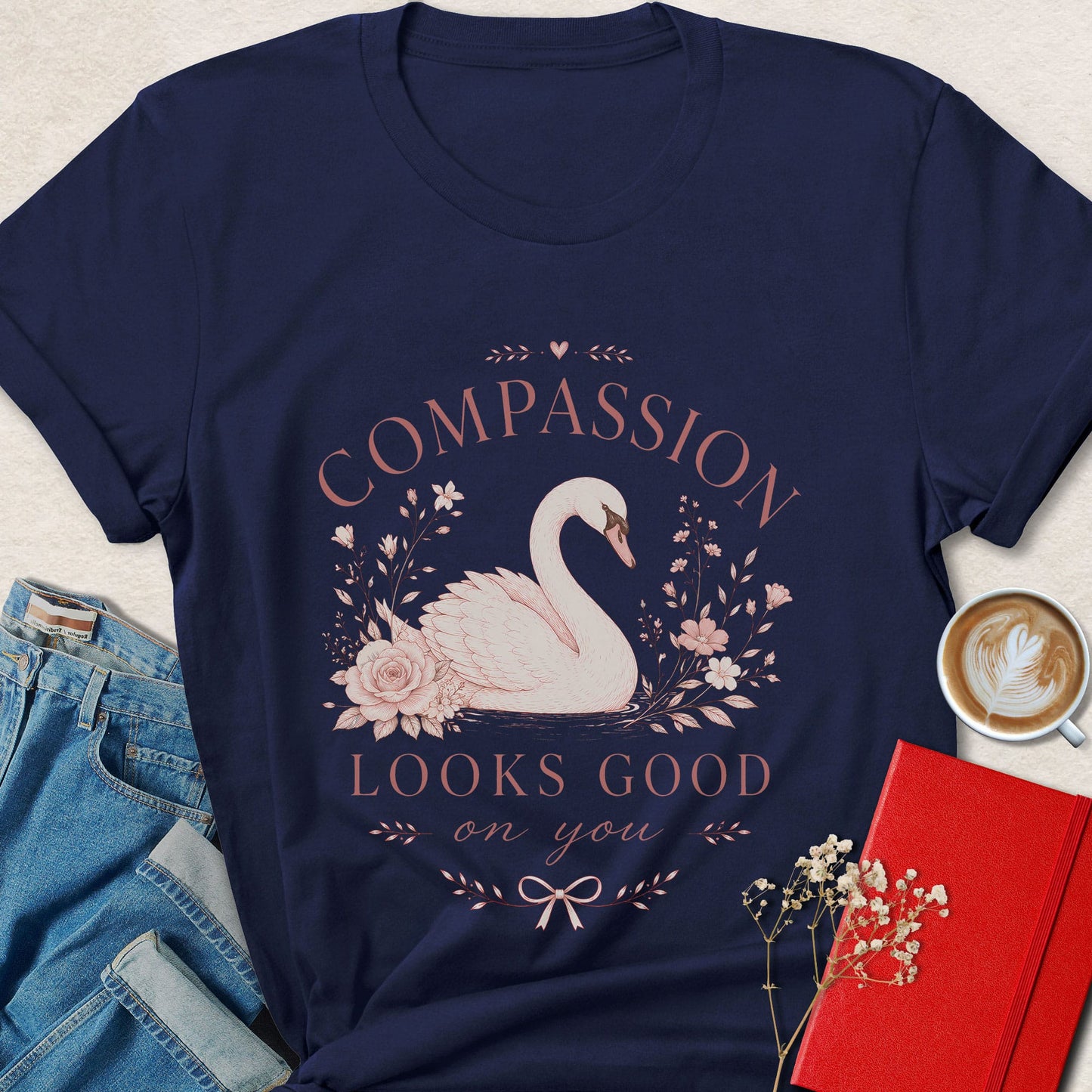 Compassion Looks Good On You Vegan Swan Graphic Shirt