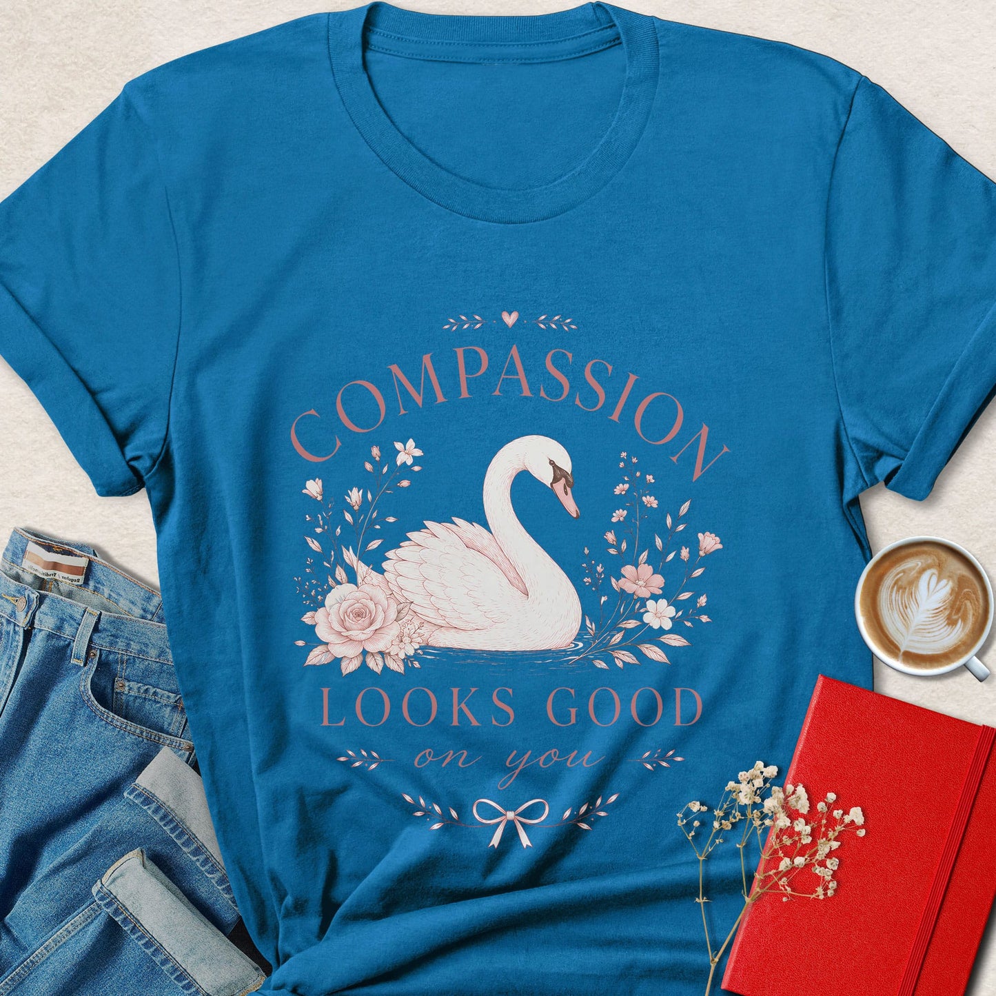 Compassion Looks Good On You Vegan Swan Graphic Shirt