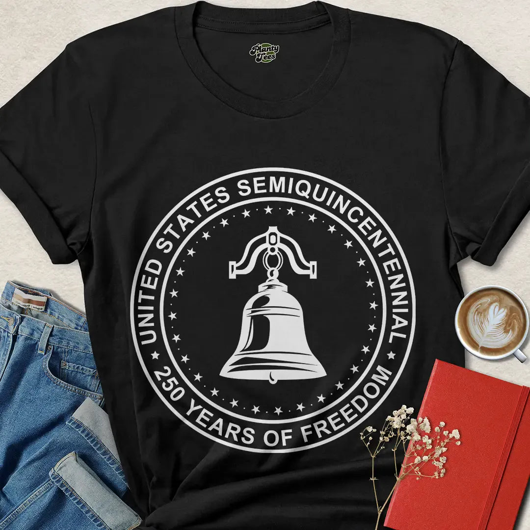 USA 250th Badge T-Shirt – Celebrate Semiquincentennial Liberty & Freedom | Order Your Patriotic Tee Now