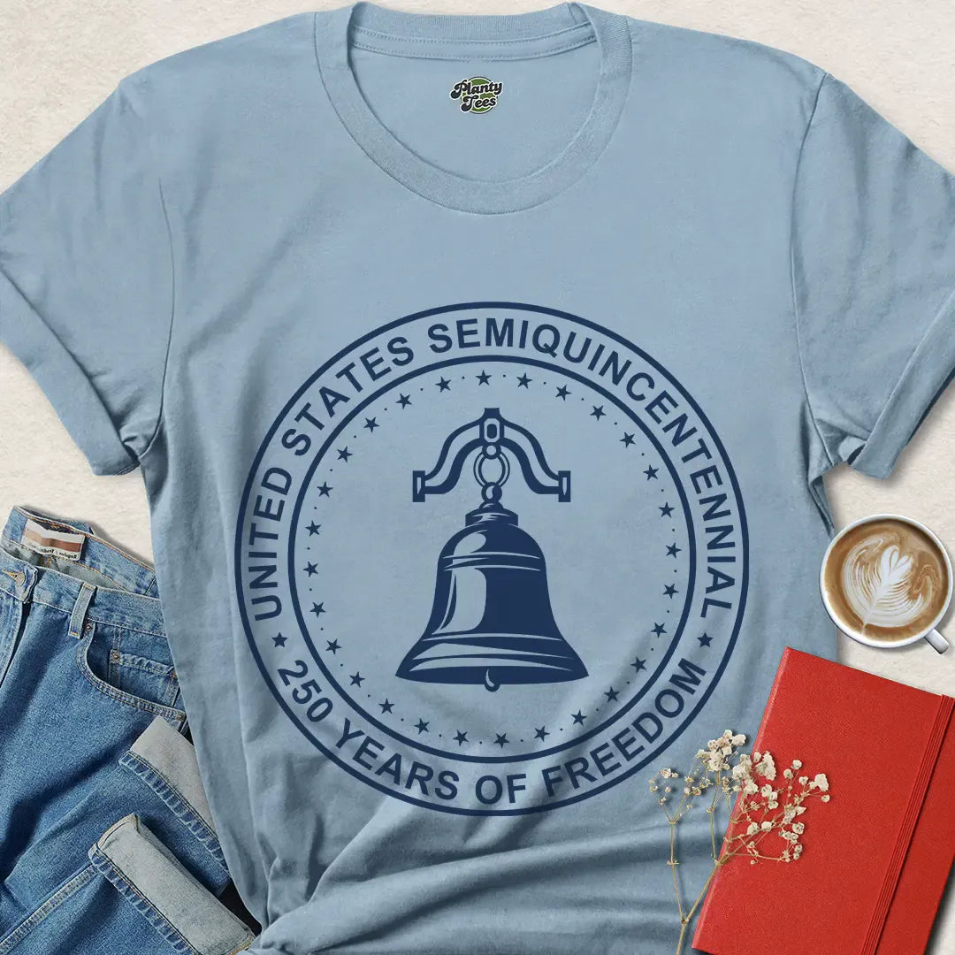 USA 250th Badge T-Shirt – Celebrate Semiquincentennial Liberty & Freedom | Order Your Patriotic Tee Now