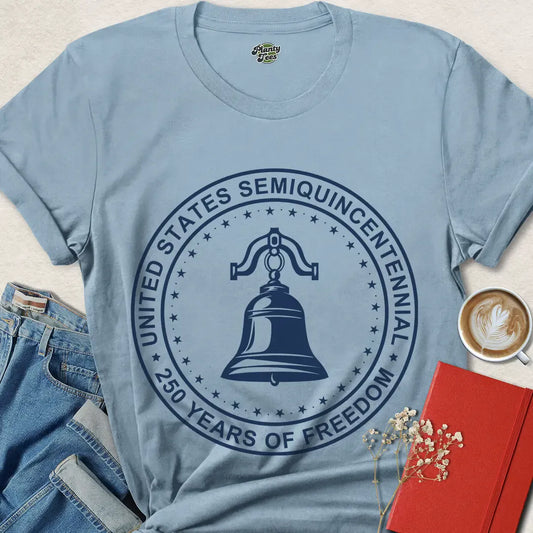 USA 250th Badge T-Shirt – Celebrate Semiquincentennial Liberty & Freedom | Order Your Patriotic Tee Now