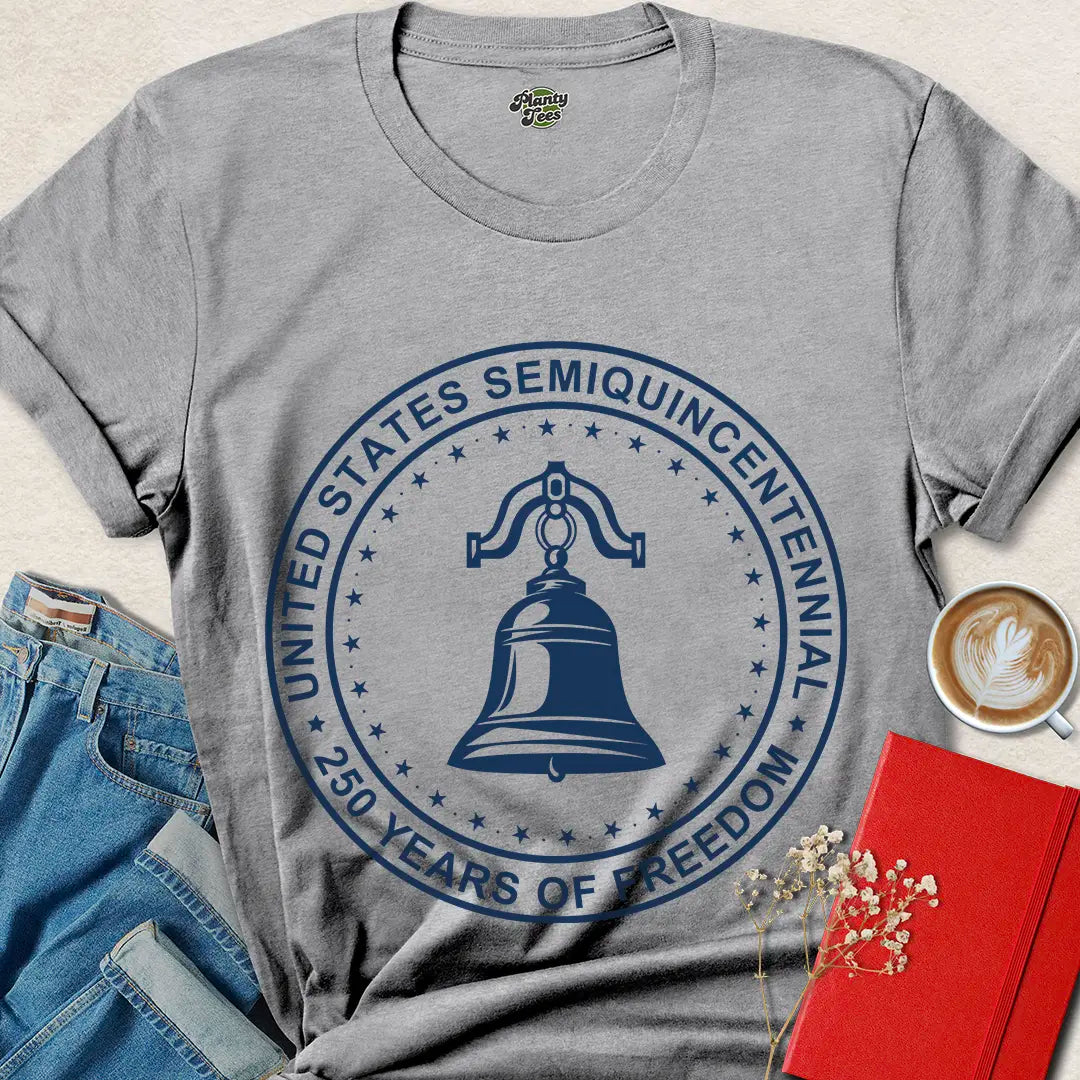 USA 250th Badge T-Shirt – Celebrate Semiquincentennial Liberty & Freedom | Order Your Patriotic Tee Now