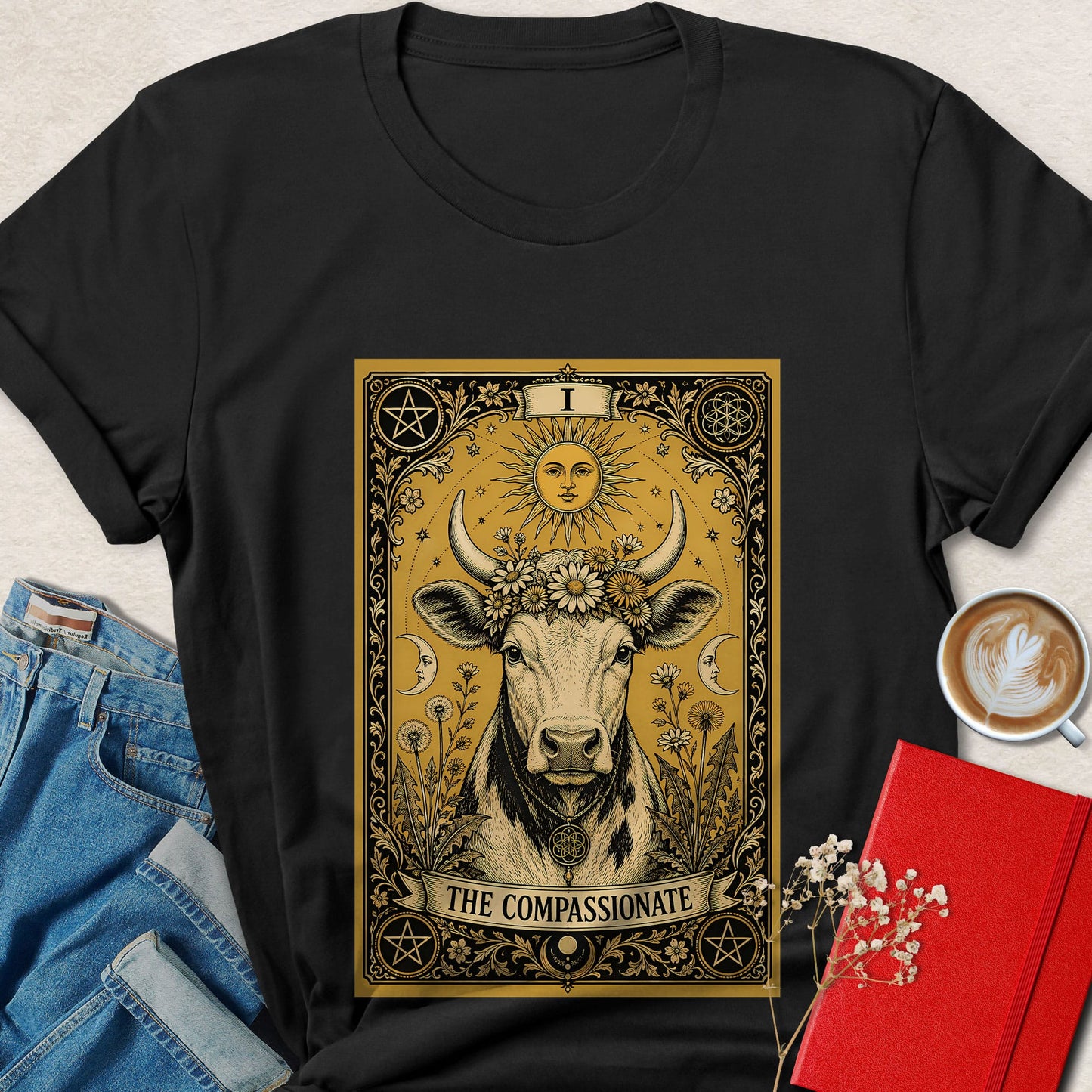Cow Tarot Vegan Shirt Animal Rights Plant Based Tee