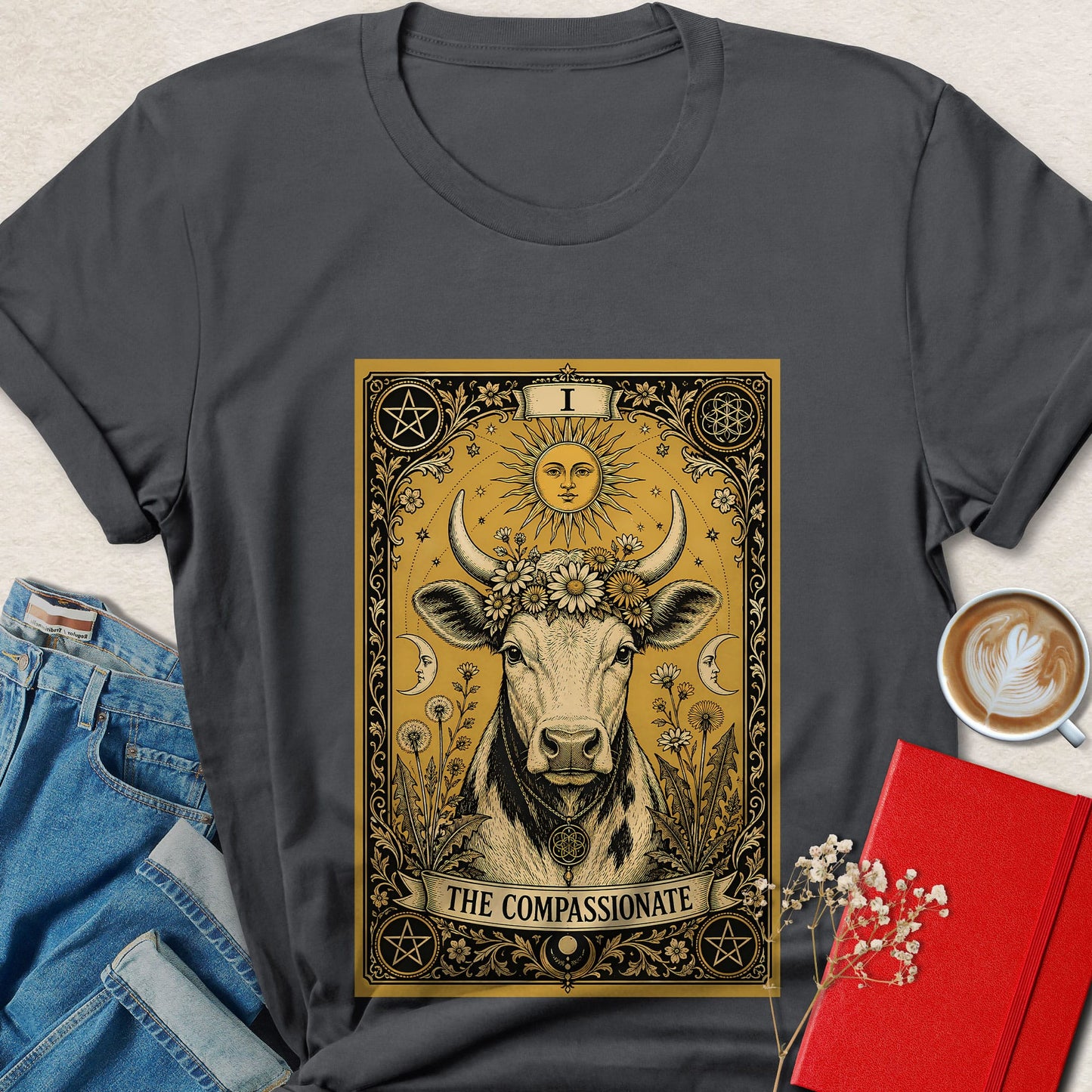 Cow Tarot Vegan Shirt Animal Rights Plant Based Tee