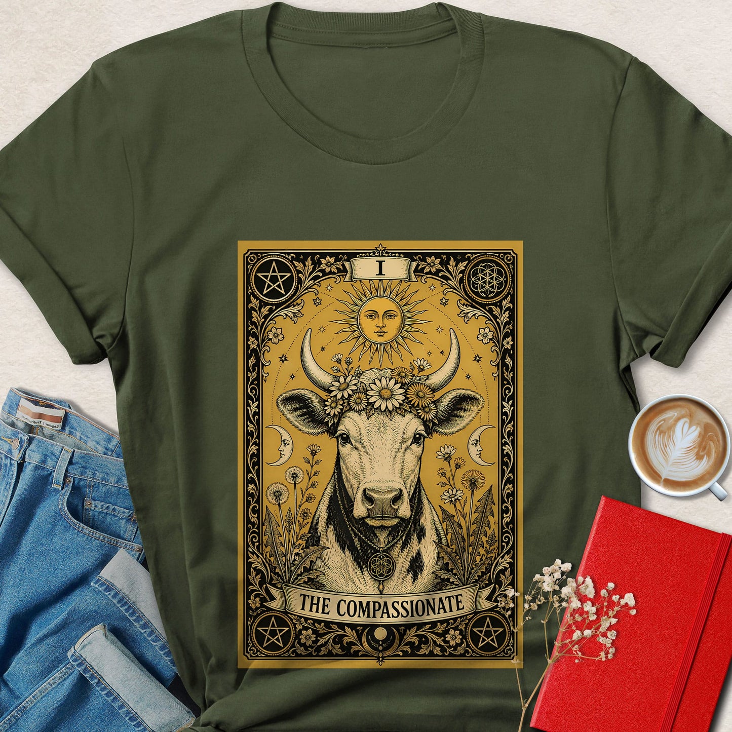 Cow Tarot Vegan Shirt Animal Rights Plant Based Tee