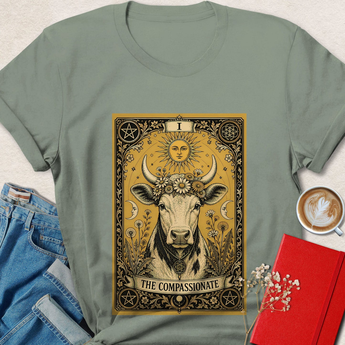 Cow Tarot Vegan Shirt Animal Rights Plant Based Tee