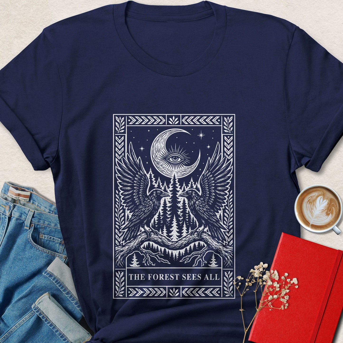 Mystical Forest Raven Shirt | Nature Lover Graphic Tee