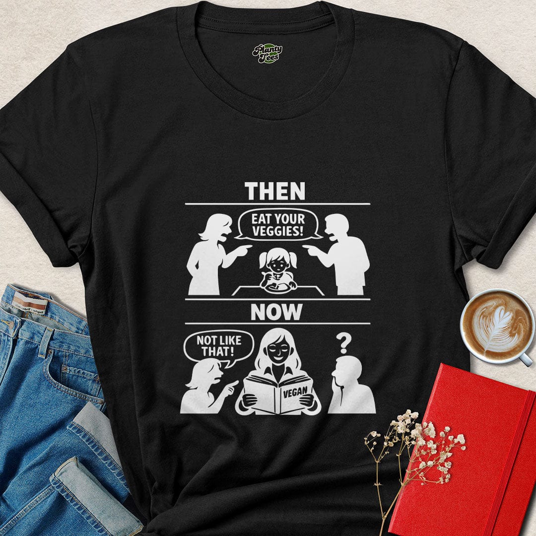 Then Now Vegan Shirt – Funny Plant Based Tee