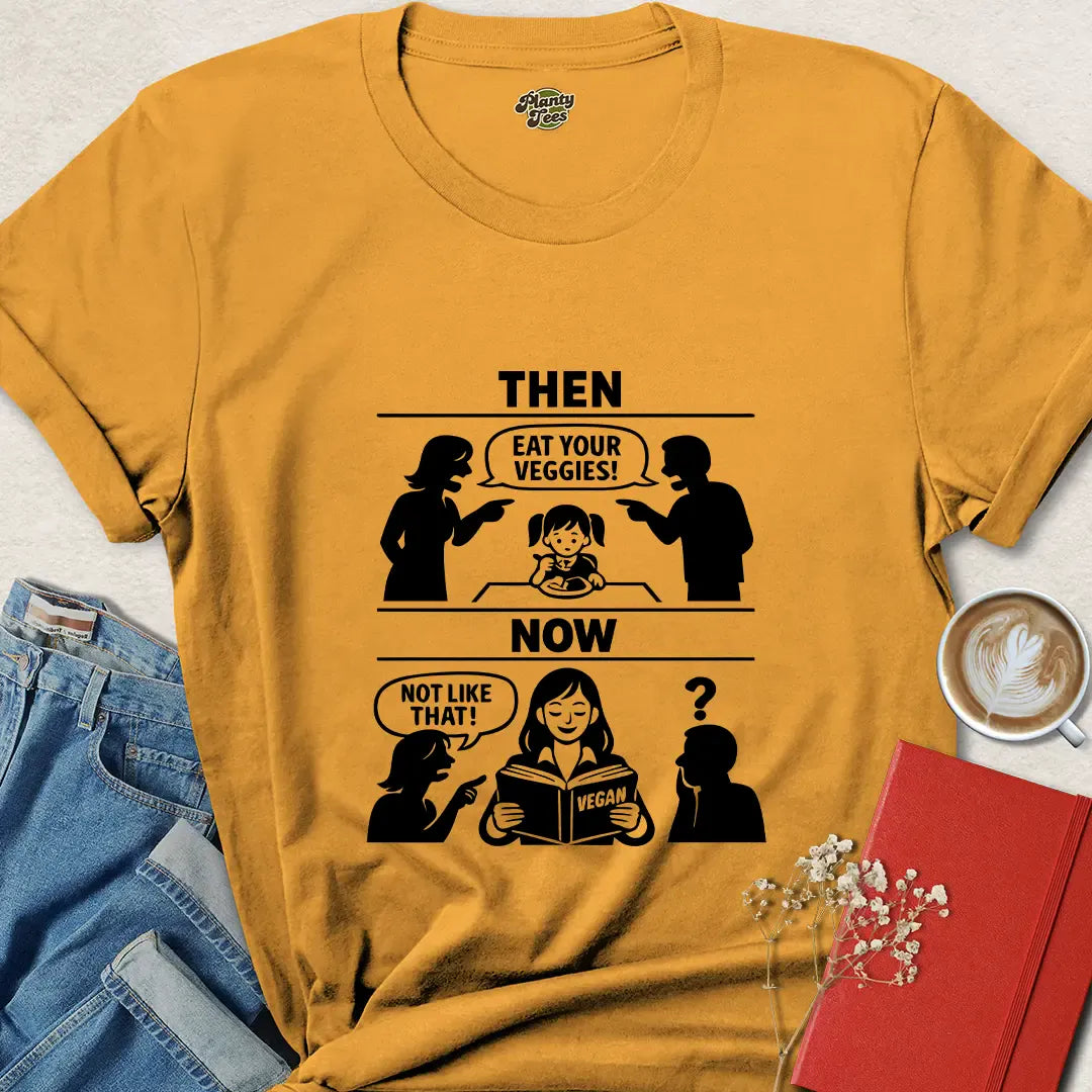 Then Now Vegan Shirt – Funny Plant Based Tee
