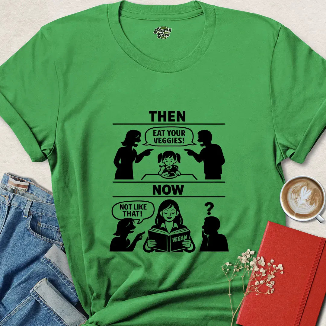 Then Now Vegan Shirt – Funny Plant Based Tee