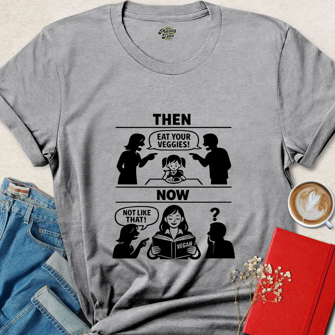 Then Now Vegan Shirt – Funny Plant Based Tee