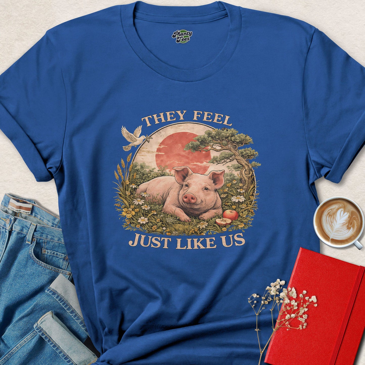 They Feel Just Like Us Pig Shirt Vegan Animal Rights Graphic