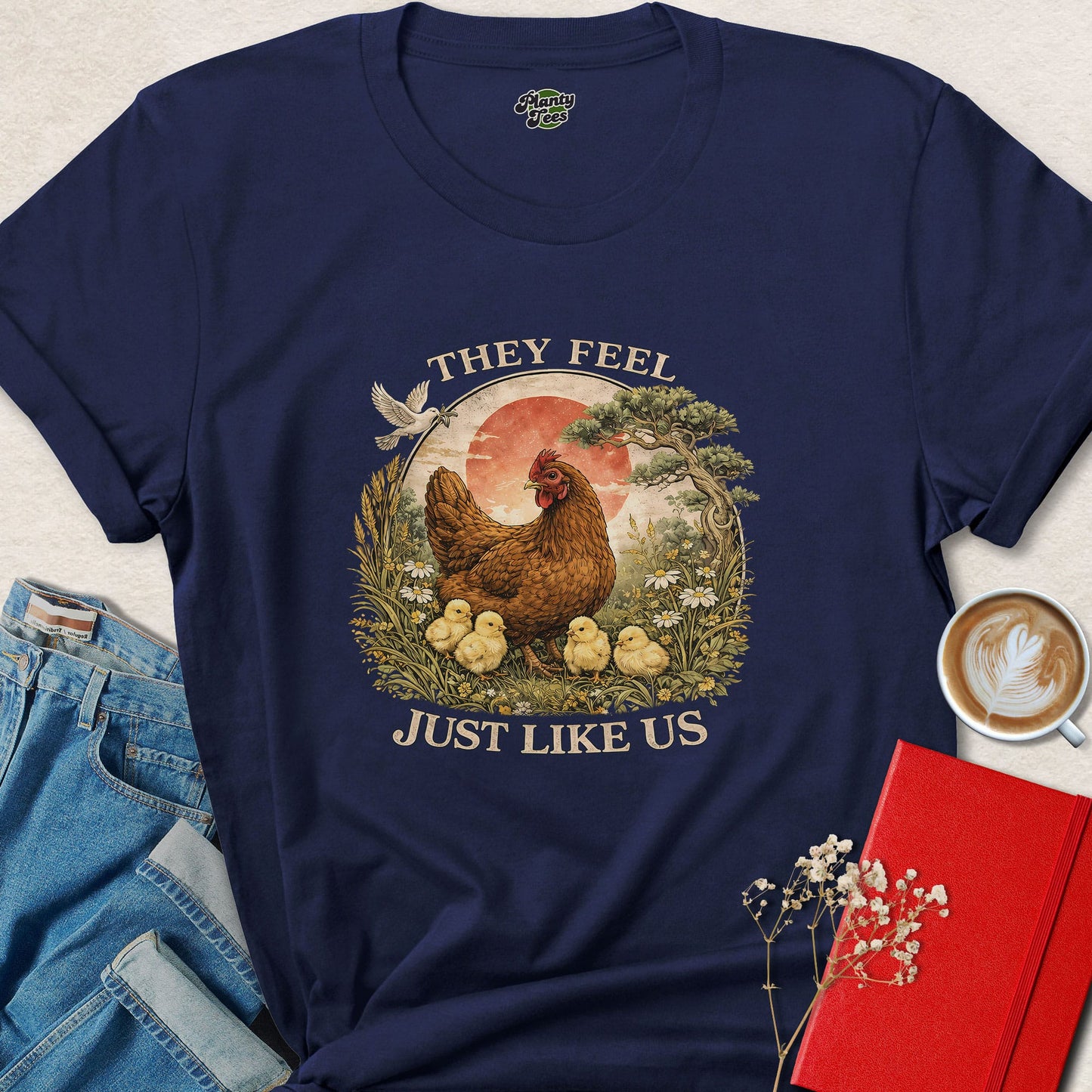 They Feel Just Like Us Chicken Shirt Vegan Animal Rights Tee