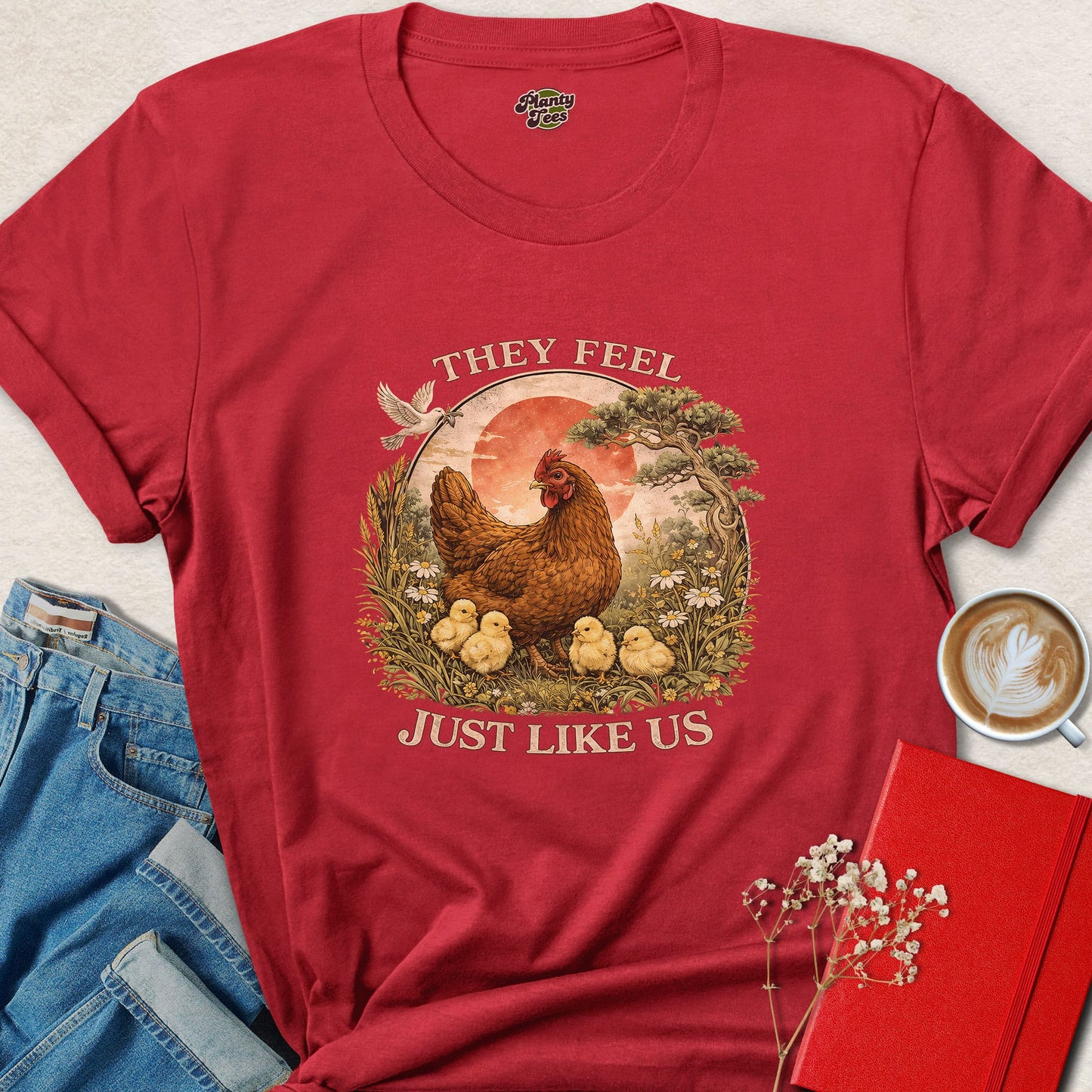 They Feel Just Like Us Chicken Shirt Vegan Animal Rights Tee