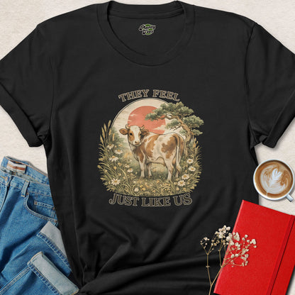 They Feel Just Like Us Shirt Vegan Animal Rights Graphic Tee