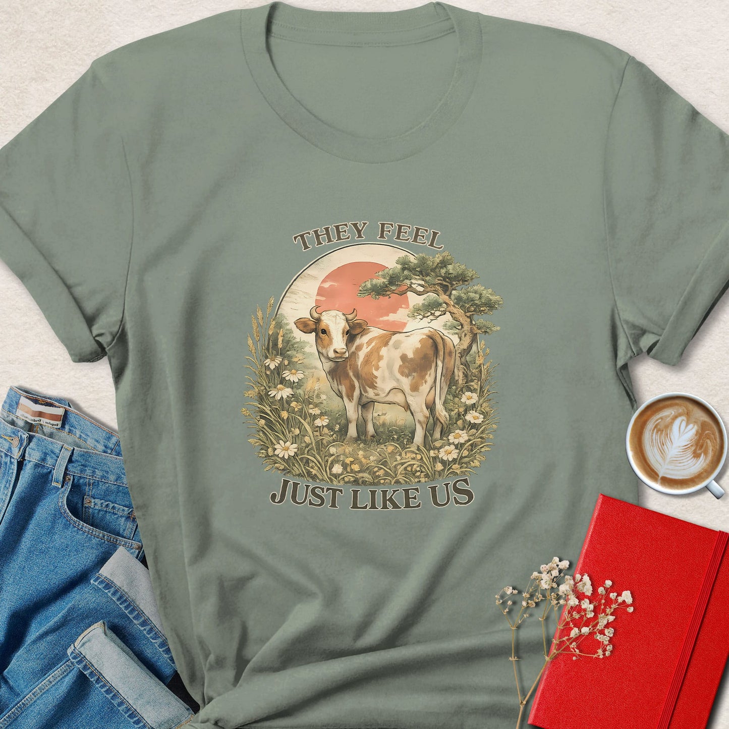They Feel Just Like Us Shirt Vegan Animal Rights Graphic Tee