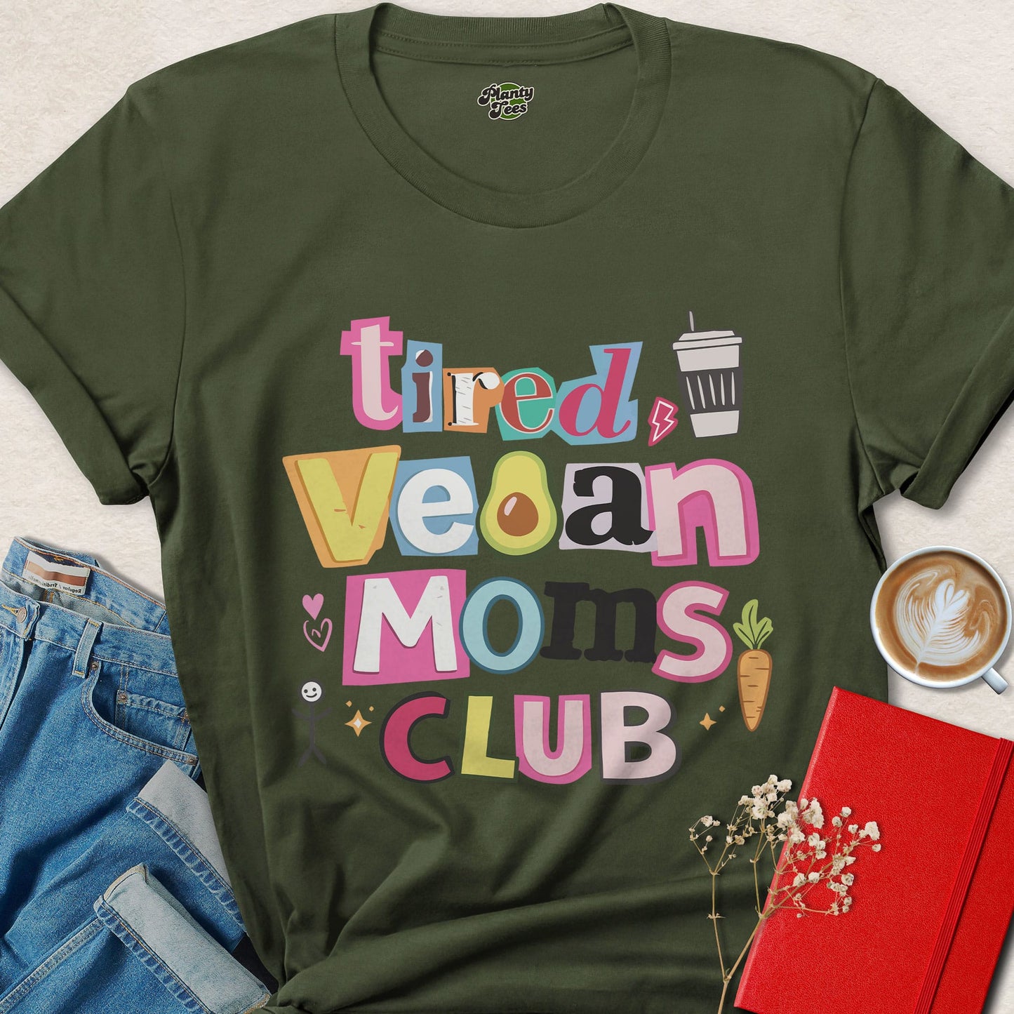 Tired Vegan Moms Club Shirt Plant Based Mom Life Graphic