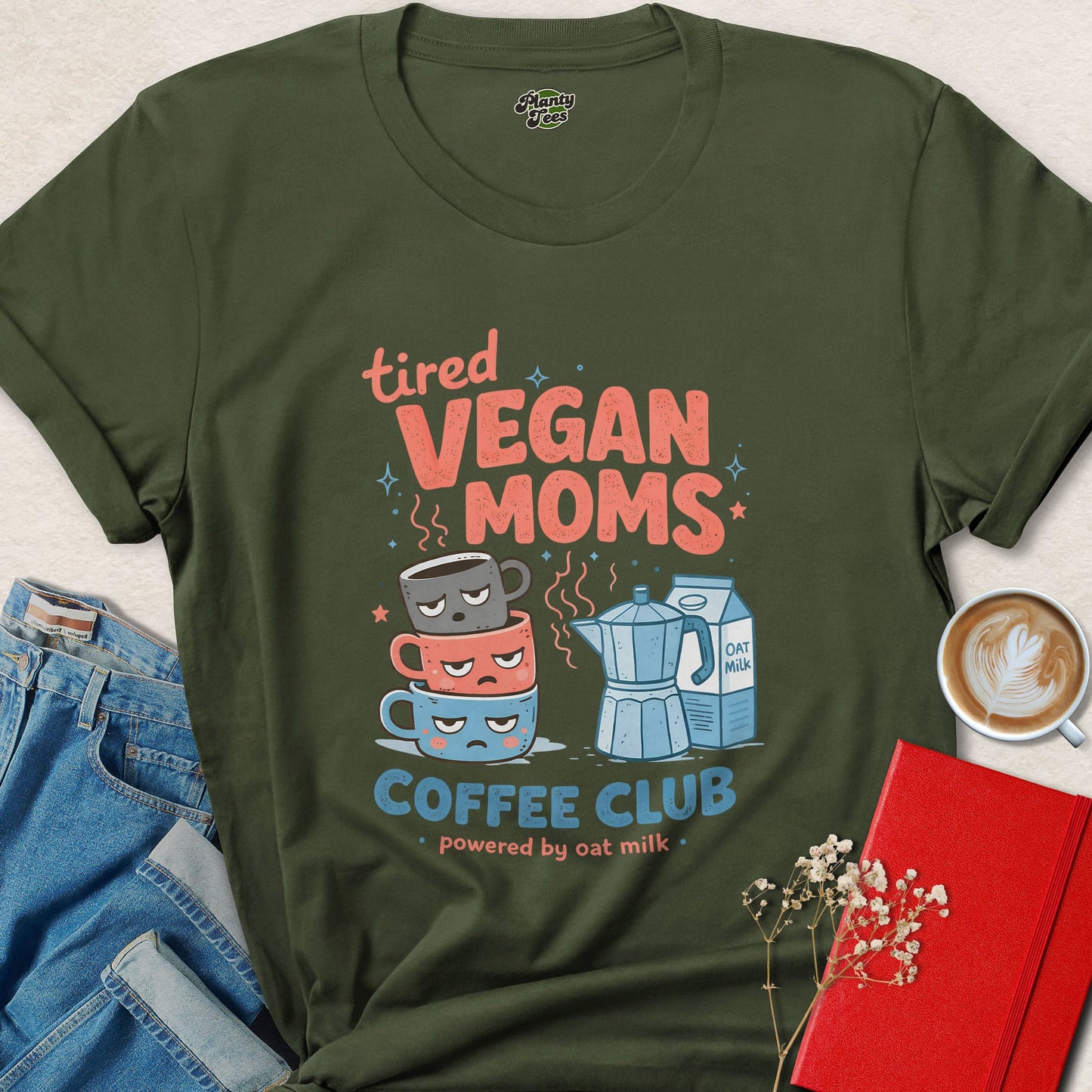 Tired Vegan Moms Coffee Club Shirt Plant Based Mom Life Tee