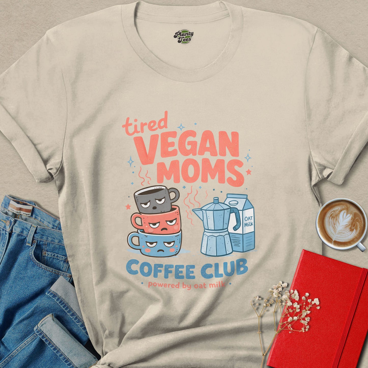 Tired Vegan Moms Coffee Club Shirt Plant Based Mom Life Tee