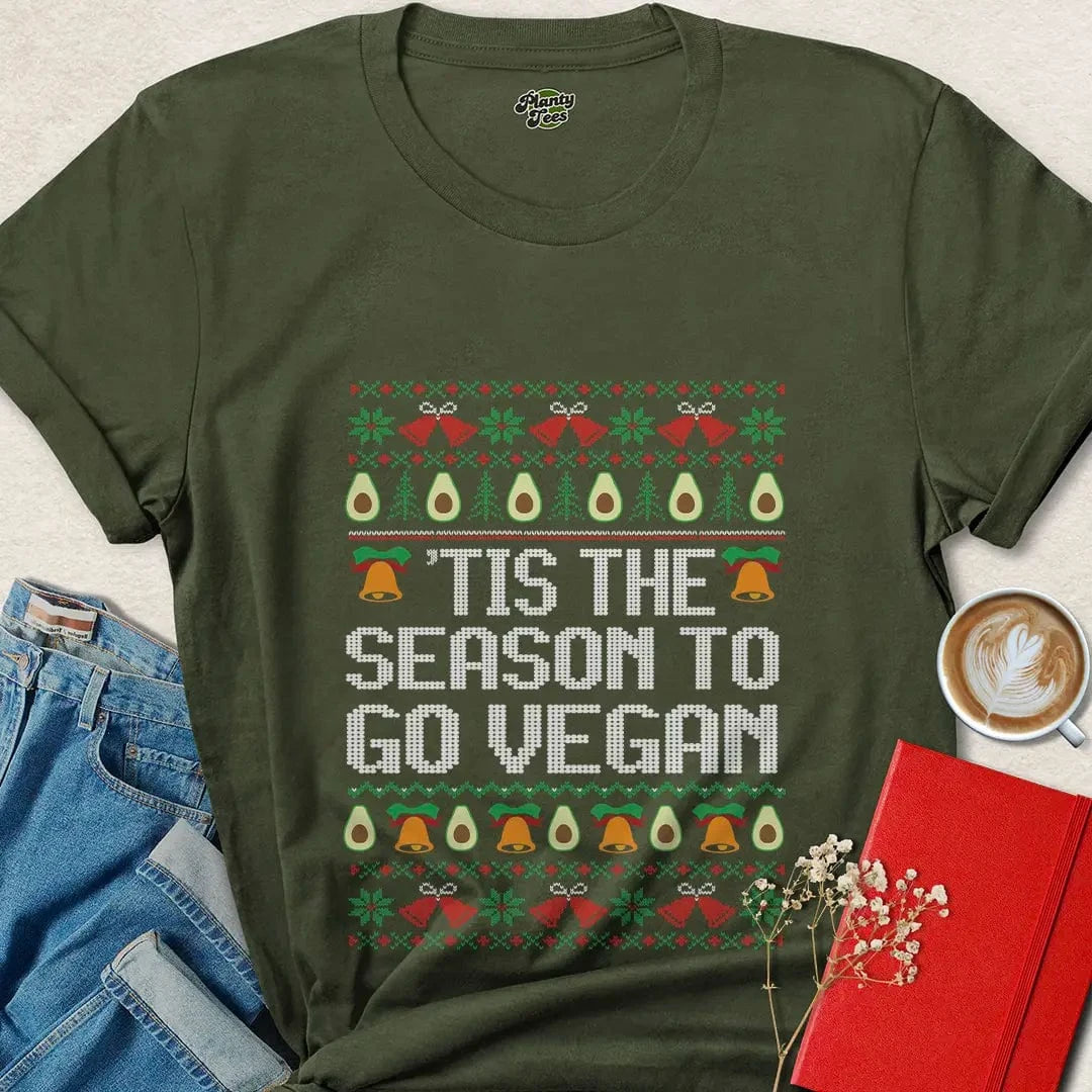Tis the Season to Go Vegan Shirt – Funny Plant-Based Holiday Tee
