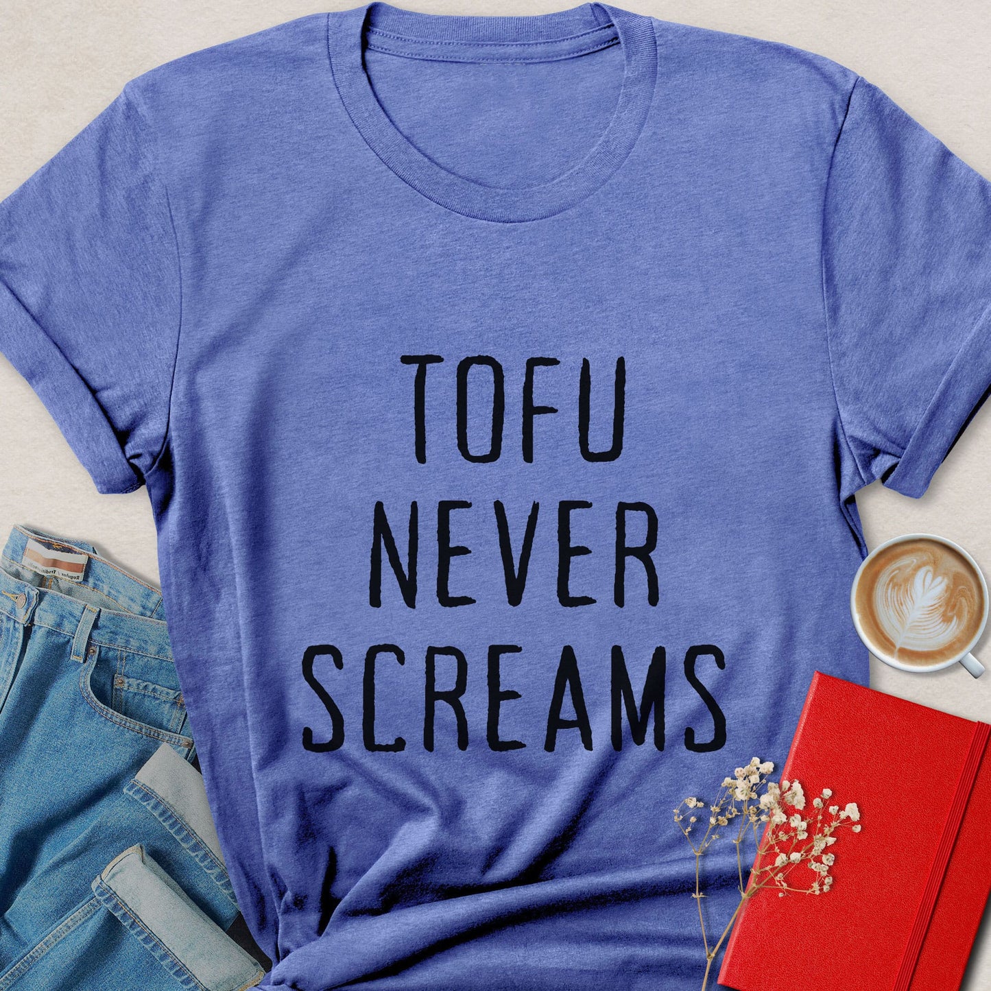 Tofu Never Screams Funny Vegan Graphic Statement Shirt