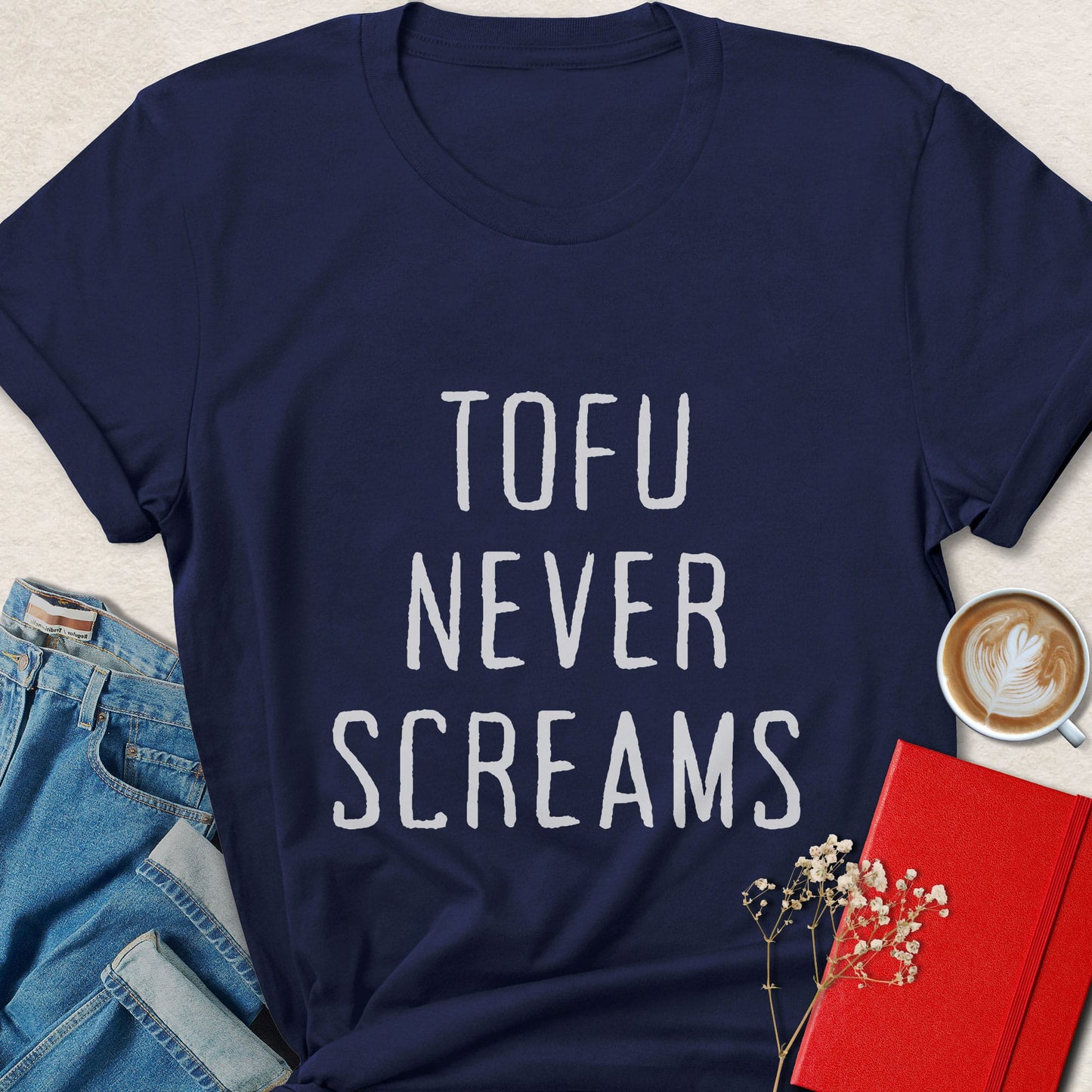 Tofu Never Screams Funny Vegan Graphic Statement Shirt