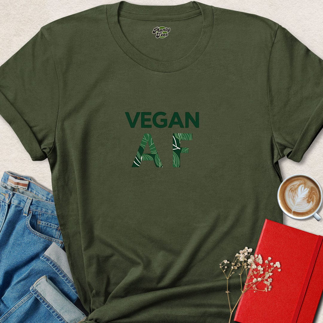Vegan AF with Leafy Design T-Shirt