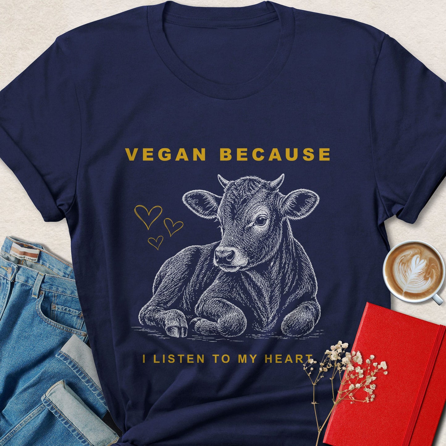 Vegan Because I Listen To My Heart T-shirt | Animal Rights Tee