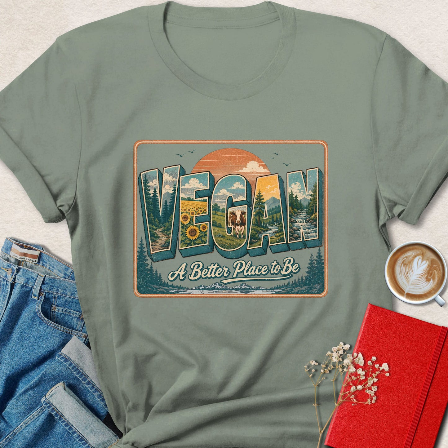 Vegan A Better Place To Be Shirt Plant Based Nature Graphic