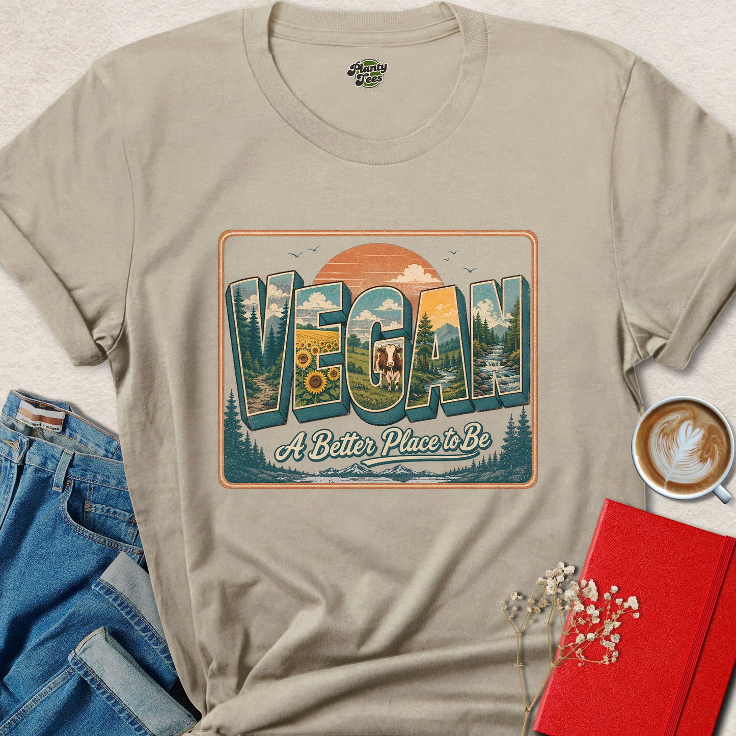 Vegan A Better Place To Be Shirt Plant Based Nature Graphic