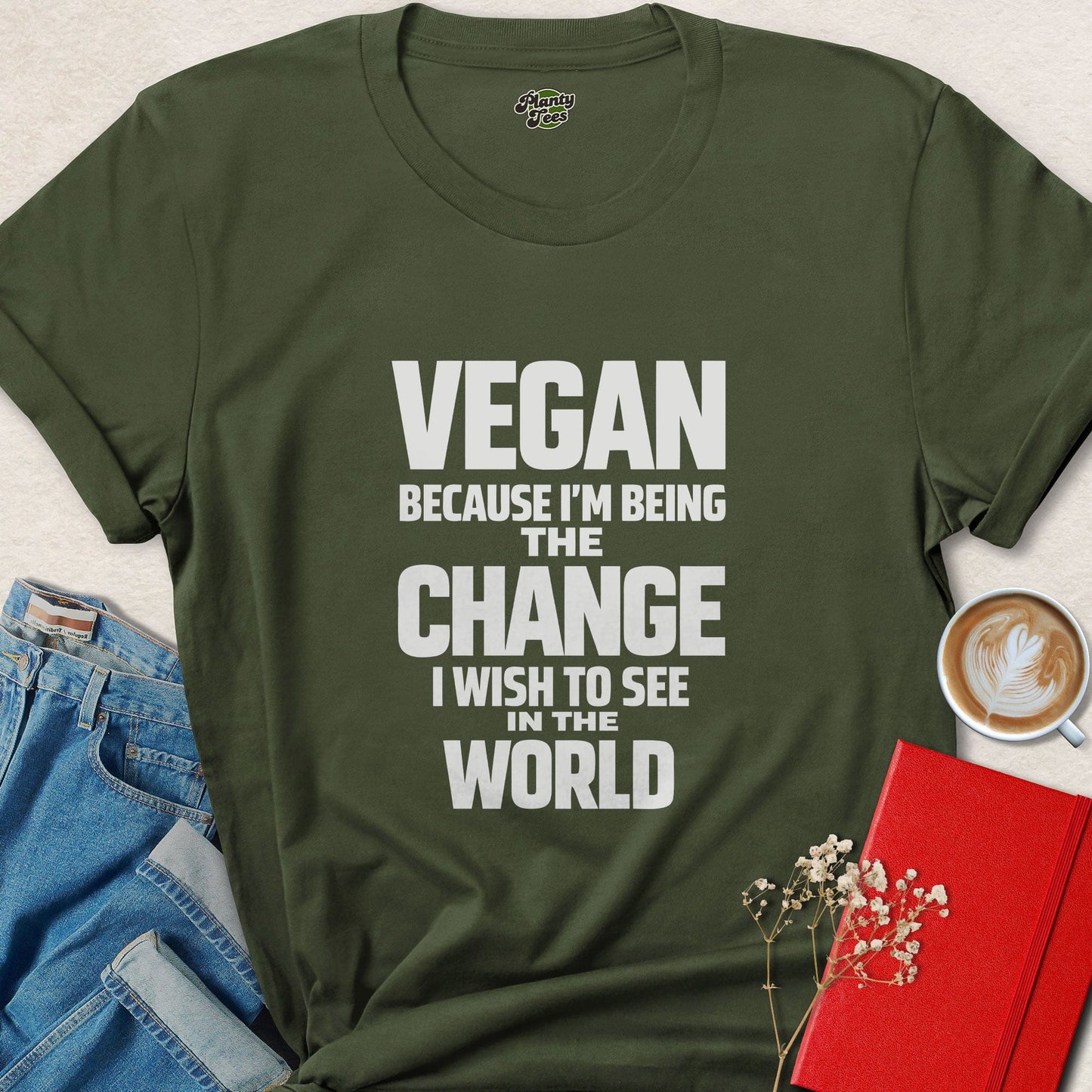 Vegan Be the Change Animal Rights Activist Vegan Shirt