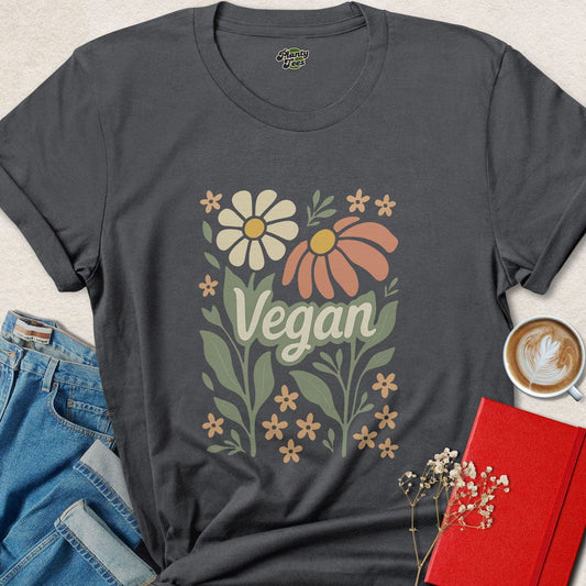 Vegan Floral Design T-Shirt