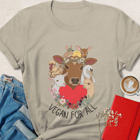Vegan For All Farm Animal Vegan Graphic Shirt