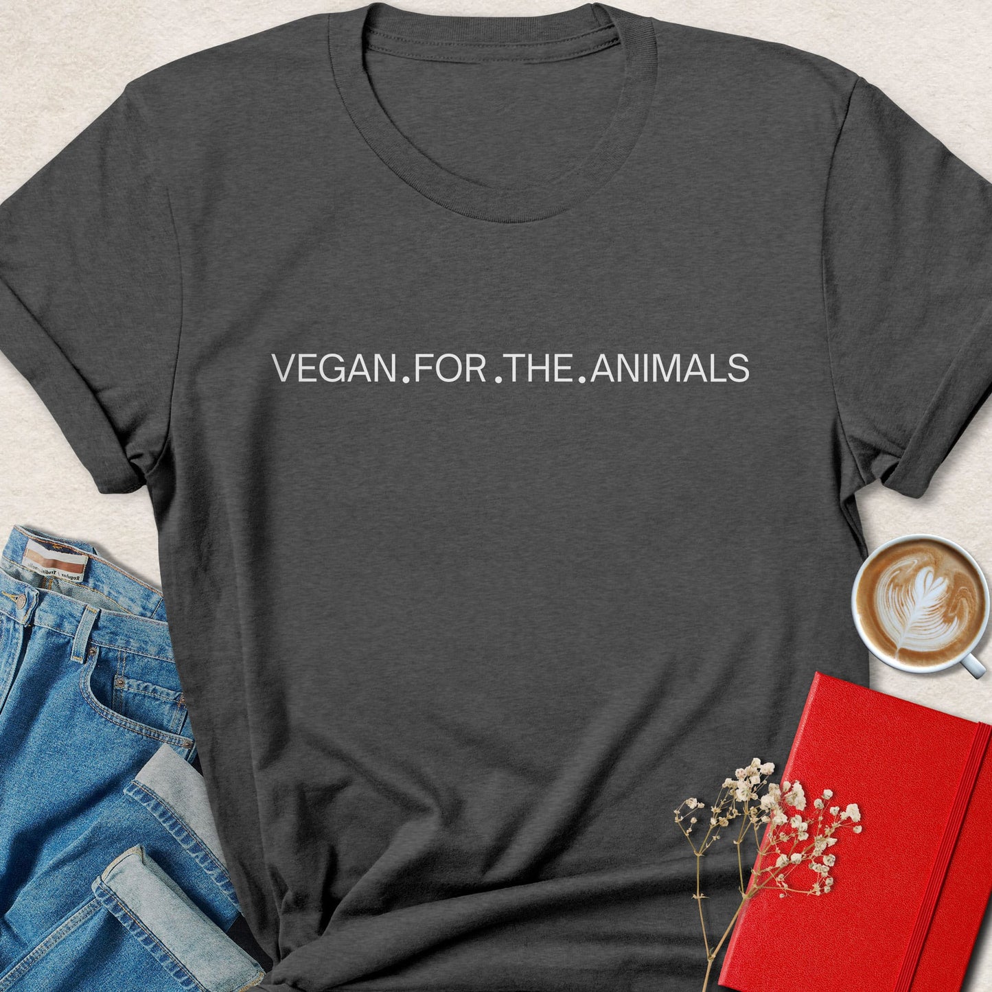 Minimalist Vegan For The Animals Typography T-Shirt