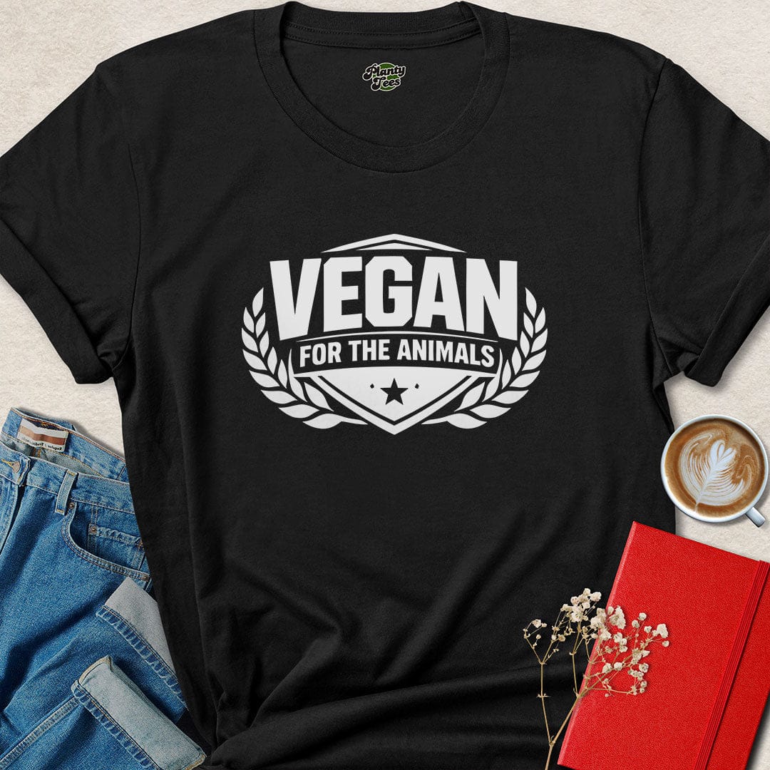 Vegan For the Animals Badge Shirt – Strong Vegan Statement Tee